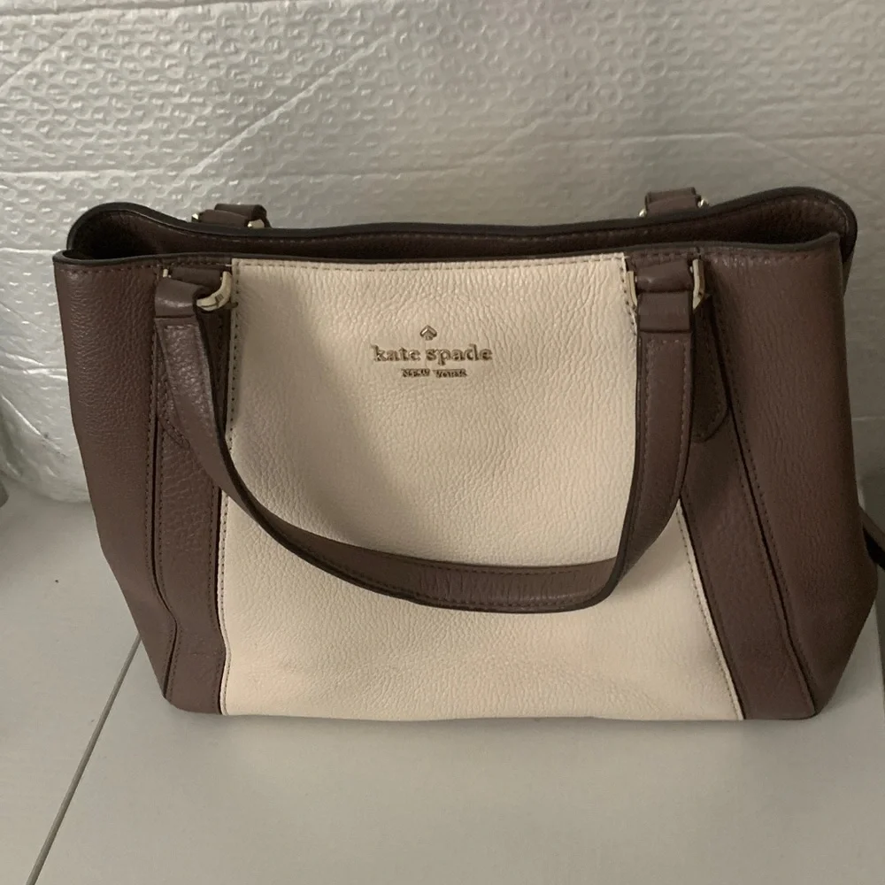 kate spade Two-Tone Cream and Brown Satchel
